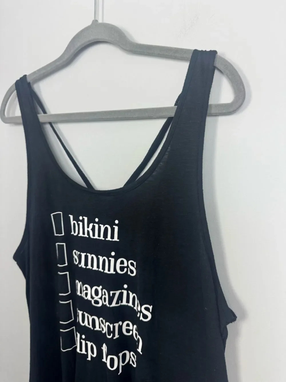 XHILARATION | Black Crossback Swim Coverup Checklist Graphic Women’s Size XL